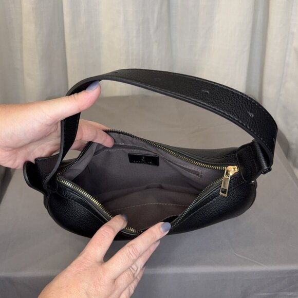 Crescent Crossbody Adjustable Shoulder/Clutch Bag, Black, Vegan Leather, NWOT - Picture 4 of 9